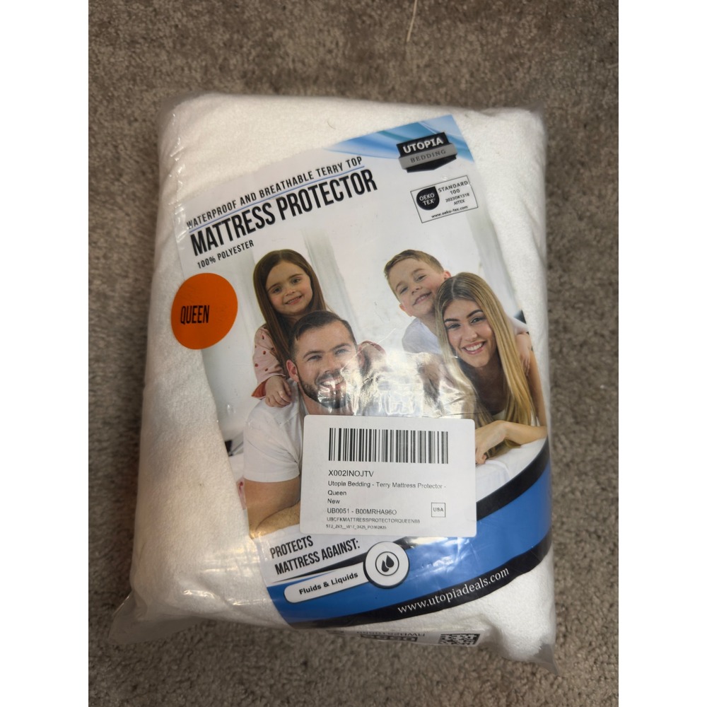 Utopia Bedding Queen‎ Mattress Protector Waterproof Breathable Terry Top White